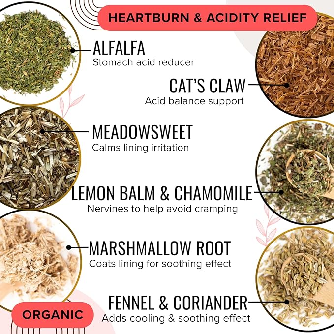 Acid Reflux Tea - Reduces Abdominal Inflammation, Heartburn, and Acid Reflux, formulated by Master Herbalist Khabir- Organic, Non-GMO, no addatives