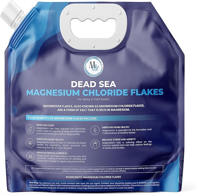 Dead Sea Magnesium Flakes Bath Salts | Premium Magnesium Supplement Bath Salts (10 Pound Big Bag)