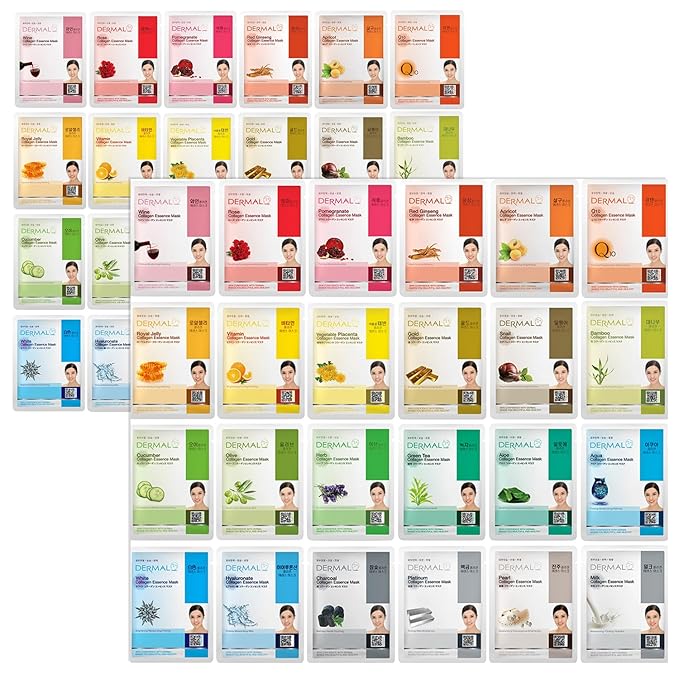 DERMAL Made in Korea Facial Mask – 20+ Years of Trusted K-Beauty, Premium Quality vs. Generic Chinese Masks, Best Value Sheet Mask for Daily Skincare – 48 Combo Pack