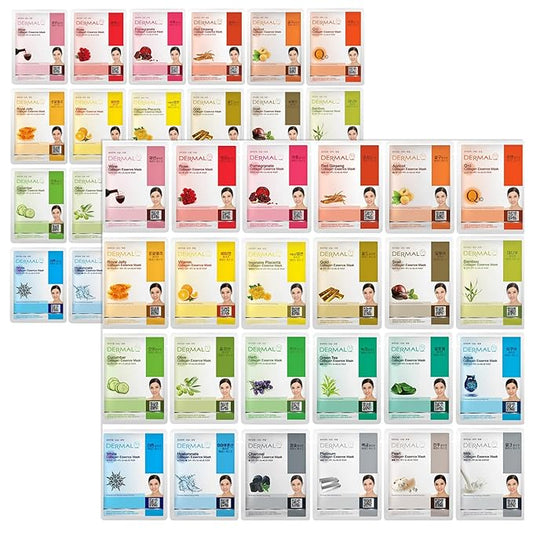 DERMAL Made in Korea Facial Mask – 20+ Years of Trusted K-Beauty, Premium Quality vs. Generic Chinese Masks, Best Value Sheet Mask for Daily Skincare – 48 Combo Pack