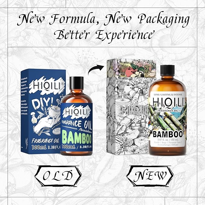 HIQILI Bamboo Fragrance Oil for Scent Diffuser, Idea for Candle & Soap Making, DIY Room Air Fresheners, New Car Scent - 5.07 Fl Oz