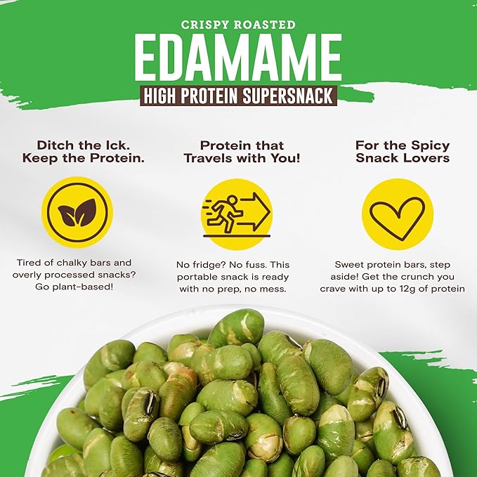 Biena Crispy Roasted Edamame Beans Snack – High Protein Low Carb Snack for Adults & Kids, 12g Protein per Serving - Made w/Avocado Oil – Vegan, Gluten-Free – 10-Pack, 1.05oz Bags, Chili Lime