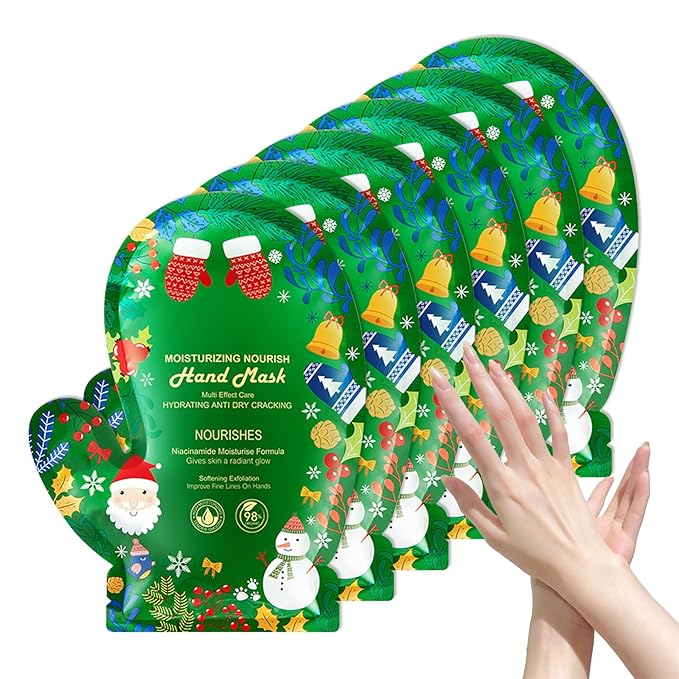 6 Pairs Hand Masks Moisturizing Gloves, Hydrating Hand Mask Moisturizer Gloves Care for Dry Cracked Hands, Smooth Long Lasting Soft Firming Hand Mask Gift Set for Men Women（P