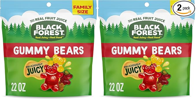 Black Forest Gummy, Bears, Fruit Flavor, Deliciously Juicy, Made with Real Fruit Juice, 22 oz (Pack of 2)