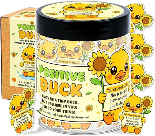 Emotional Support Duck – Funny Duck Gifts For Duck Lovers - 60 Positive Duck Daily Affirmation Cards Jar – Inspirational Gifts for Women - Self Care Gift for Coworkers, Teens, Friends, Boss