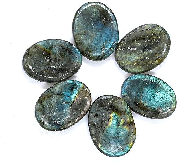 Amazing Gemstone Labradorite Worry Stone, Healing Crystals - Piedra Crystal Fidget for Gift, Meditation, Calming, Relaxation, Stress Relief