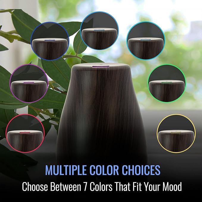 HealthSmart Essential Oil Diffuser, Cool Mist Humidifier and Aromatherapy Diffuser with 150ML Tank Ideal for Small Rooms, Adjustable Timer and Mist Mode, Wood Grain Brown (Pack of 2)