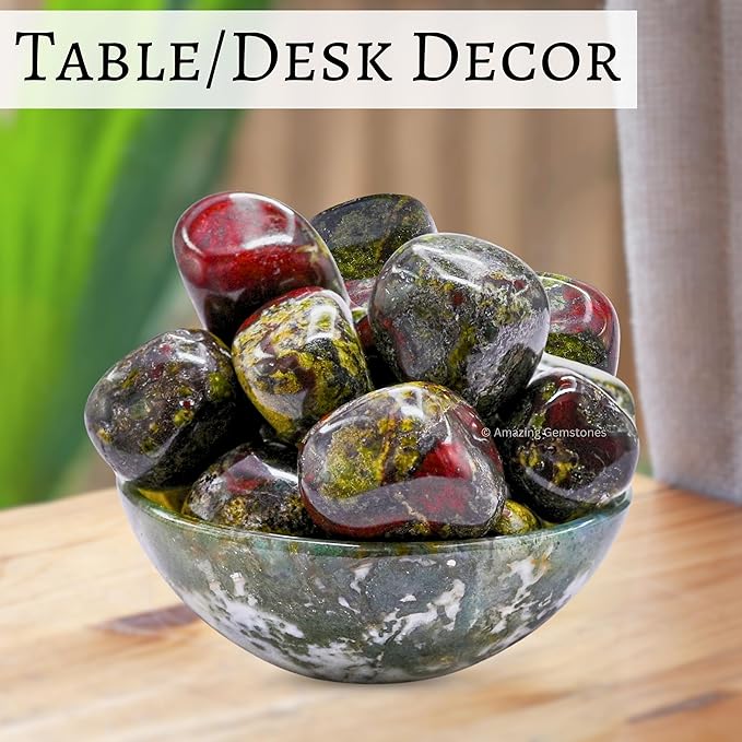 Amazing Gemstone Dragon Bloodstone Crystals and Healing Stones Tumbled - 1 oz Dragon Bloodstone Stone, Healing Stones for Energy Balance, Stress Relief - Premium Polished Gems Rocks for Meditation