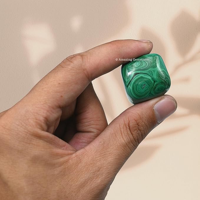 Amazing Gemstone Malachite Crystals&Healing Stones Tumbled - 1 oz Malachite Stone Gem Stones, Healing Stones for Energy Balance, Stress Relief - Premium Polished Gems Rocks for Meditation&Wellness