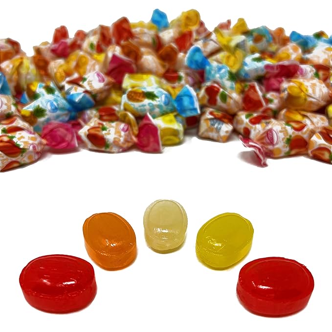 Halloween Fruit Filled Hard Candies - 3 lbs - Strawberry, Cherry, Pineapple, Orange and Lemon Flavored Bon Bons Filled with Real Fruit Pulp Bulk American Vintage Candy Assortment 48 oz.