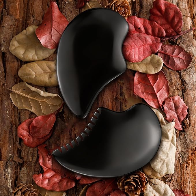 Bian Stone Gua Sha Facial Tools Scraping Massage Face Guasha Board Scraping Plate(Seahorse 2pcs)