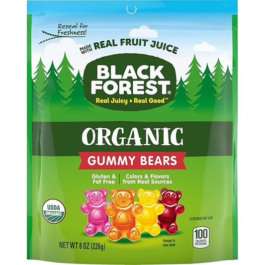 Black Forest Organic Gummy Bears Candy, 8 Ounce Bags (Pack of 6)