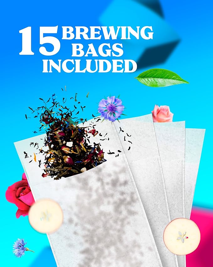 LOVARE 1001 Nights Loose Leaf Tea 80 g - Made in Ukraine - Black and Green Tea, Apple, Cornflower, Calendula, Rose, Safflower Petals, Rosebuds - Gift Box with 15 Paper Filters