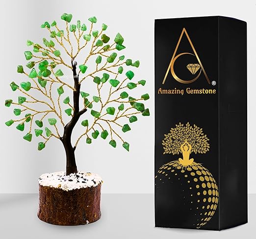 Amazing Gemstone Crystals and Healing Stones Birthday Gifts for Women - Chrysoprase Crystal Tree of Life Home Decor Stocking Stuffers, Bookshelf, Room, Meditation Gift for Mom, Unique Birthday Gifts