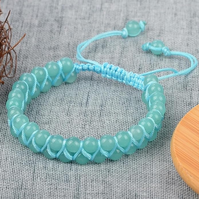 MASSIVE BEADS Double Layer Natural Chakra Healing Power Crystals Macrame Bracelet Yoga Stone Beads Gemstone Meditation Relax Anxiety Bangle for Unisex Women Men