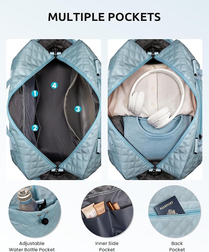 Gifts for Granddaughter-Initial Duffle Bag with Shoe Compartment, Personalized Weekender Bag, Monogram Overnight Bag, Letter Travel Bag with Makeup Bag，Daughter Friend Gifts (Letter S)