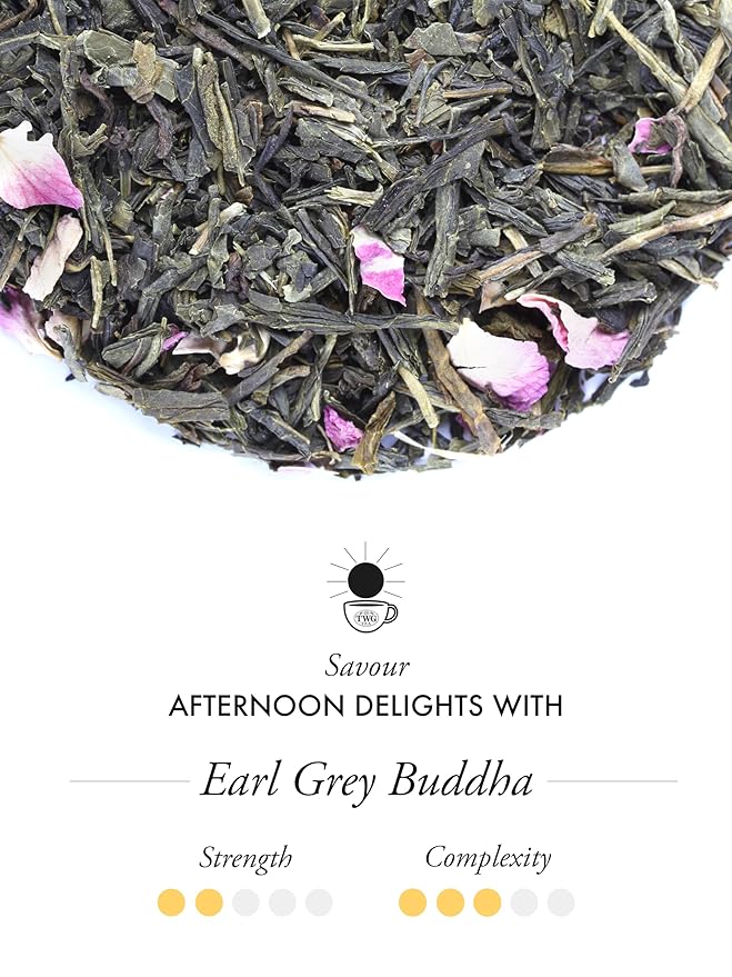 TWG Tea | Earl Grey Buddha | Green Tea | Bergamot & Rose Petals | 15 Hand Sewn Cotton Tea Bags | Gift Set