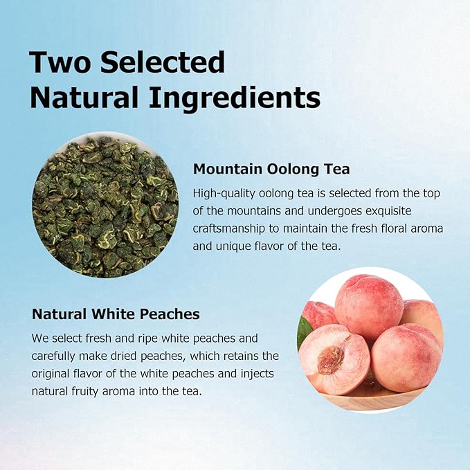 HANFANGLING White Peach Oolong Tea, Refreshing, Caffeine Alternative, Fresh Sweetness of White Peach and Aromatic Taste of Oolong Tea Loose Leaf