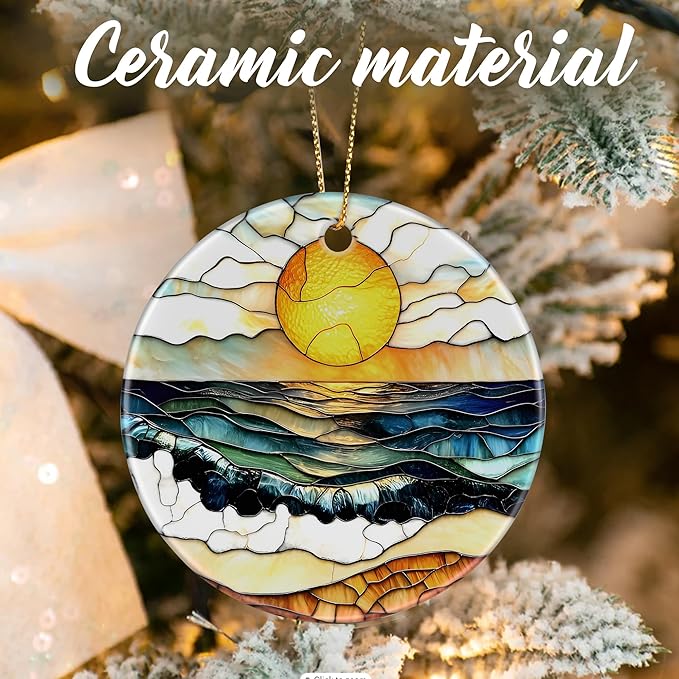Beach Sunset Ornaments, Christmas Ornaments: Christmas Tree Decorations, Holiday Decor, Stocking Stuffers, Gift Ideas, Xmas Gifts & Gifts for Beach Lover