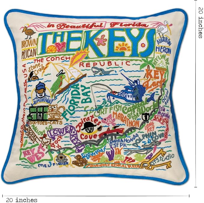 Catstudio Florida Keys Embroidered Decorative Throw Pillow