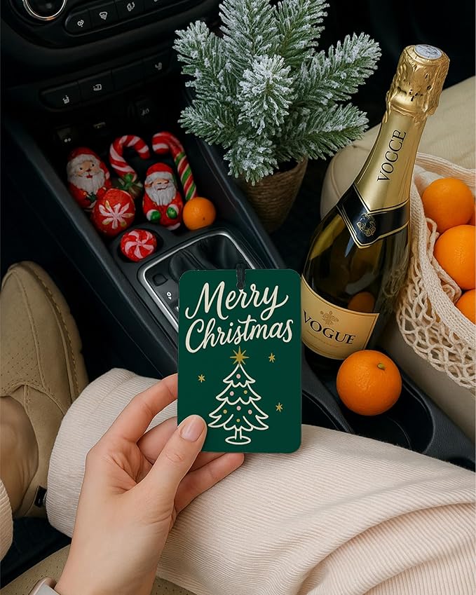 Green Christmas Berry Car Berry Air Freshener 4 Pcs, Red and Green Christmas Tree Stocking Hanging Air Freshener for Cars Closet Drawer Books, Cute Xmas Car Accessories Mirror Decor for Women