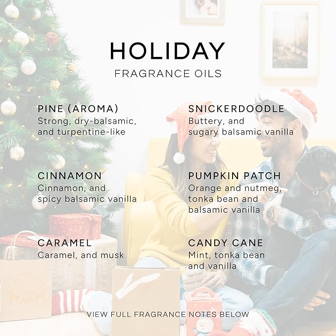 Eternal Essence Oils Holiday Set of 6 Premium Fragrance Oils - Oils for Diffusers, Soap & Candle Making, Aromatherapy - Includes Candy Cane, Pumpkin Patch - for Candle, Soap Making, & More - 10ML