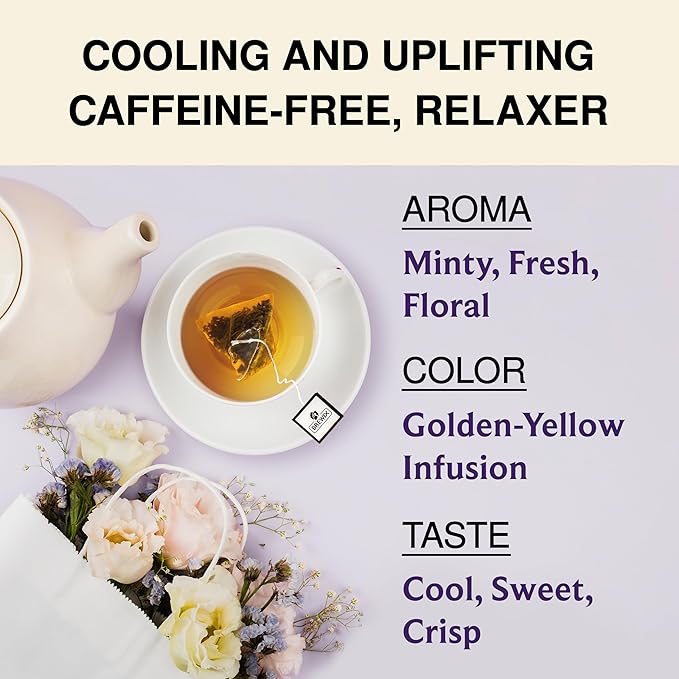 BREWIX, Lavender Mint (25 Pyramid Tea Bags) | Herbal, Caffeine Free, Lavender with Peppermint and Rosemary