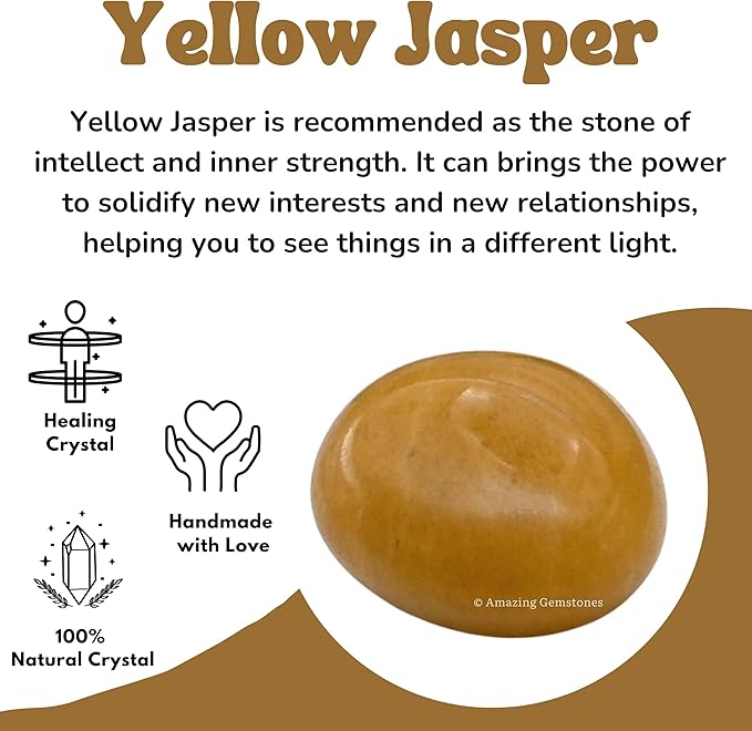 Amazing Gemstone Yellow Jasper Crystals and Healing Stones Tumbled - 1 Oz Yellow Jasper Stone, Natural Healing Stones for Energy Balance, Stress Relief - Polished Gems Rocks