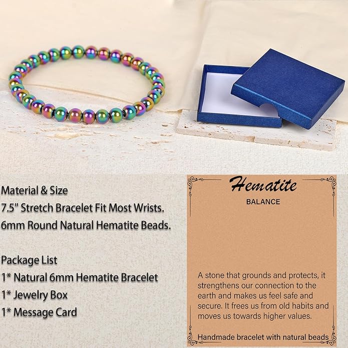 LPBeads Handmade Natural Gemstone Stretch Elastic Bracelet Healing Crystal Round Stone Beads Jewelry Gifts for Women Men