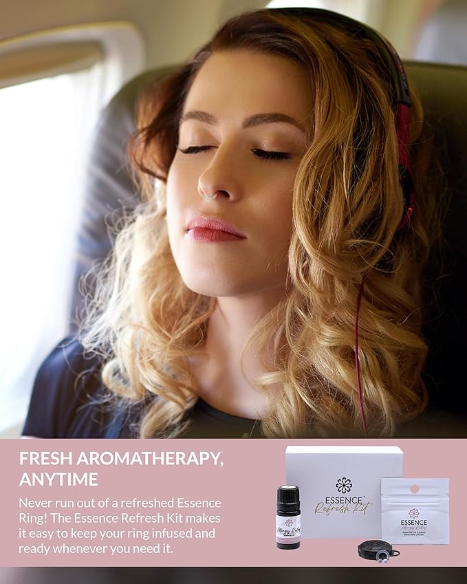 Essence Wearable Aromatherapy Nasal Diffuser – Allergy Relief Essential Oil Nose Ring Refresh Kit – Personal Scent Clip for Travel, Work & Everyday Use – Made in USA