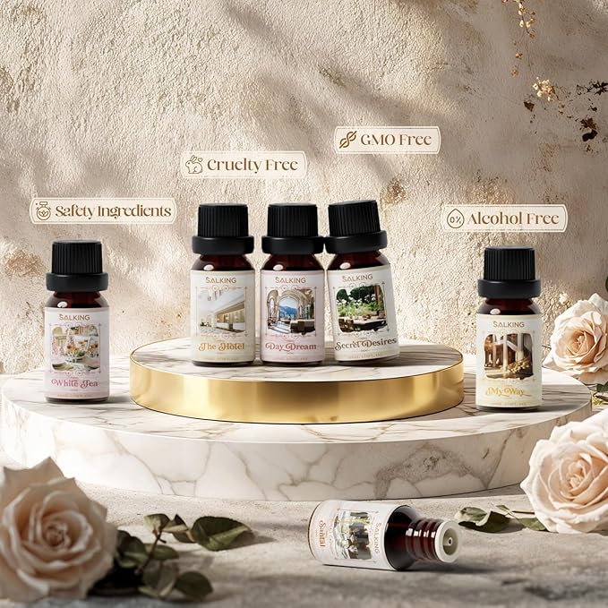 SALKING Hotel Diffuser Oils Gift Set, Hotel Scent Essential Oils for Diffuser, Luxury Fragrance Oil Set, Candle, Soap Making Scents, Santal, My Way, Day Dream, Secret Desires, White Tea