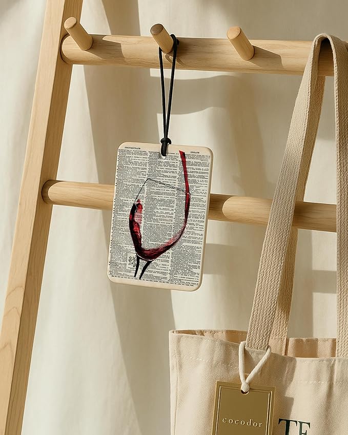 Vintage Alcohol Themed Car Air Freshener 4 Pcs, Retro Martini Whisky Wine Hanging Air Freshener for Bar Cars Closet Drawer Books, Alcohol Lovers Gifts Car Accessories Mirror Decor for Women