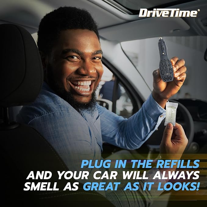 Drive Time Reusable 12V Plug-in Car Air Freshener – Power Fresh, Auto Shut-Off, Plug-In Convenience, No Batteries Needed – Includes 4 Scent Bars for Up to 30 Days of Freshness – Speedway