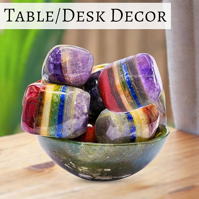 Amazing Gemstone Chakra Crystals and Healing Stones Tumbled - 1000+ Carats Chakra Stone Gem Stones, Natural Healing Stones for Energy Balance, Stress Relief - Premium Polished Gems Rocks