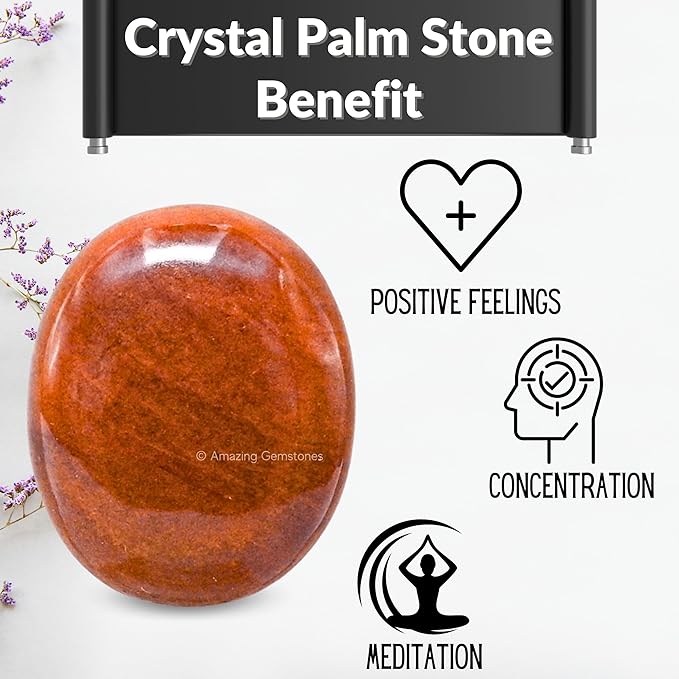 Amazing Gemstone Chocolate Jasper Crystals and Healing Stones - Large Palm Stone Crystals Piedra - Crystal for Good Luck, Positive Energy, Meditation - Unique Stocking Stuffers and Birthday Gifts