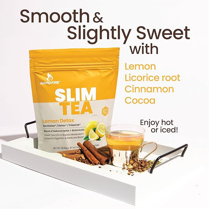 Slim Tea 14 Day Herbal Teatox, Blend of Natural Herbs and Botanicals, Supports Healthy Weight Management, Supports Metabolism, Delicious Lemon Flavor, 14 Servings