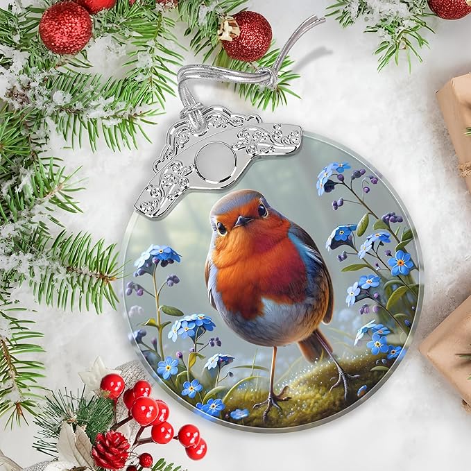 American Robin Stained Glass Orament - Christmas Ornament - Christmas Decorations for Tree - Holiday Present ldeas - Gift Exchange