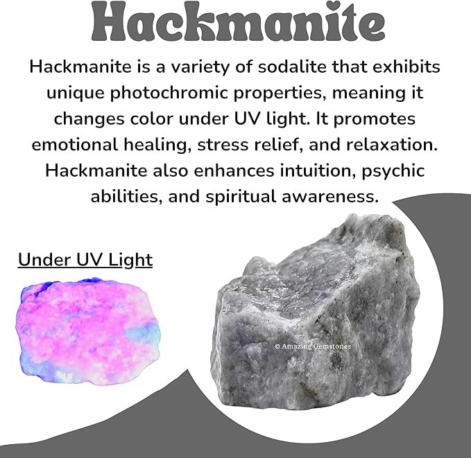 Amazing Gemstone 2 Pieces Hackmanite Fluorescent Sodalite Raw Crystals and Healing Stones, Natural Rocks for Tumbling and DIY Raw Stones and Crystals