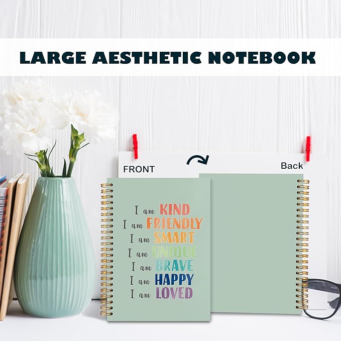 BearCake Notebook Journal, Blue Floral Notebook for Women,Journal for Women, Aesthetic Office Supplies Hardcover Spiral Notebook 5.5x8.3 635