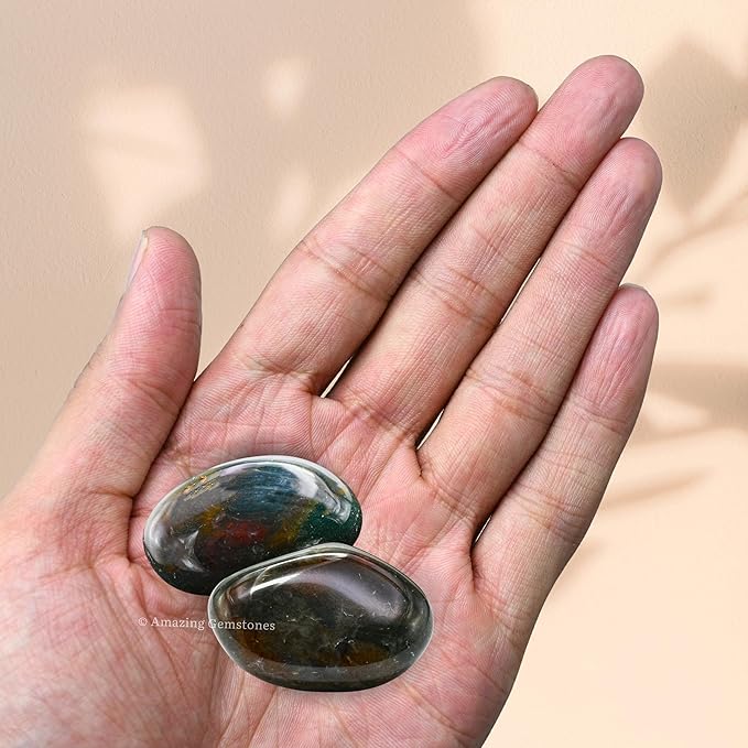 Amazing Gemstone Bloodstone Crystals & Healing Stones Tumbled - 1 oz Bloodstone Stone Gem Stones, Natural Healing Energy Balance, Stress Relief - Premium Polished Gems Rocks for Meditation & Wellness