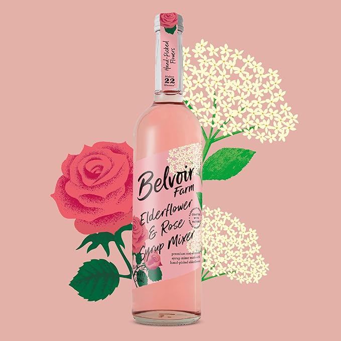 Belvoir Elderflower & Rose Cordial 500ml (Elderflower & Rose, Pack Of 1) – Floral Drink Mix, Made with Natural Elderflower and Rose Extracts, Perfect for Cocktails and Refreshing Drinks