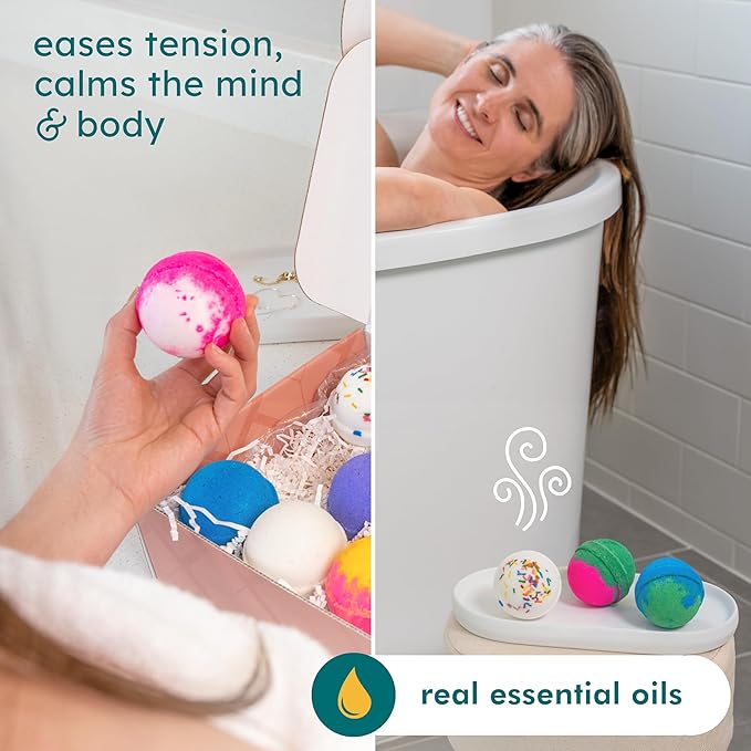 Anovina Bath Bombs for Women & Men – Natural, Non-Toxic & Organic Bath Bomb Gift Set – Relaxing Spa Fizzies for Sensitive Skin – Handmade Bath Bombs Set for Adults, Kids & Holiday Gifts