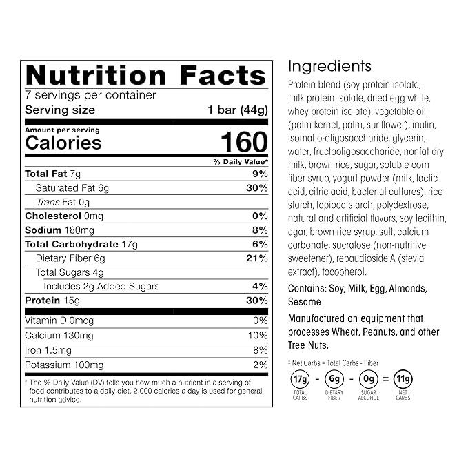 Wonderslim High Fiber Protein Bars, Fluffy Vanilla Crisp | 15g Protein, 6g Fiber | Low Sugar, Low Carb | Healthy Indulgence | Satisfying, Supports Energy & On-the-Go Convenience, 7 Pack