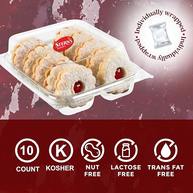 Linzer Tart Cookies | 10 Individually Wrapped Shortbread Cookies | Fresh & Delicious Italian Cookies | Linzer Tortes | Jelly Filled Cookies | Gourmet Cookies | 9 oz Stern’s Bakery