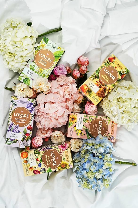 LOVARE Spices Harmony Herbal Tea, Caffeine-Free Fruit & Spice Infusion, Persimmon + Mandarin, 24 Individually Wrapped Bags (1.8 g each), Made in Ukraine (SPICES HARMONY)