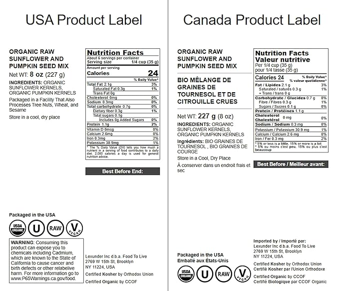 Food to Live Organic Sunflower and Pumpkin Seed Mix, 8 Ounces – Natural Snack, Rich in Protein, Perfect for Snacking, Baking and Salads, Raw, Vegan, Kosher, Bulk