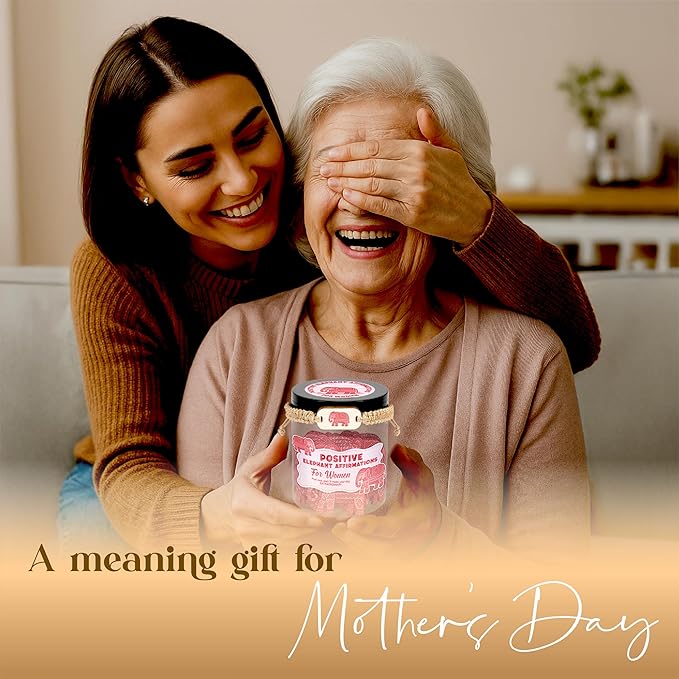 60 Positive Elephant Cards Jar, Affirmation Cards for Women, Emotional Support Gift, Elephants Gifts for Women, White Elephant Gifts