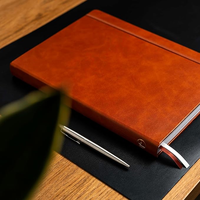 A4 Hardback Notebook, Vegan Leather Journal Lined, 310 Pages, 100GSM Thick Paper, Lay flat Notebook for Women, Men, Writing, Office, Work, Study, College Ruled Notebook with Pocket,