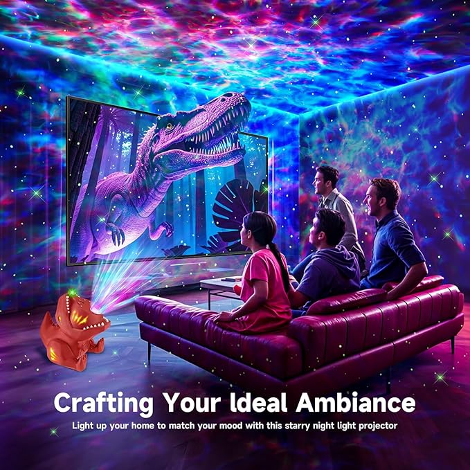 Dinosaur Night Light-Projector,22 White Noises+316 Color Modes Galaxy-Lights for Bedroom, Bluetooth Speaker Light for Bedroom, Star-Projector Galaxy Light