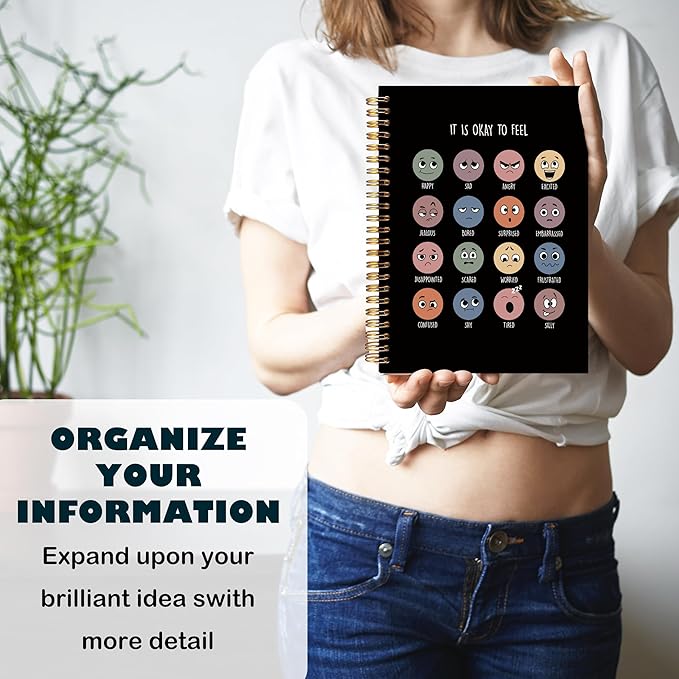 BearCake Mental Health Gifts, Inspirational Notebooks, It is Okay to Feel Mental Health Journal, Therapy Journal for Mental Health, Mental Health Journal for Women,Spiral Notebook 5.5x8.3 black